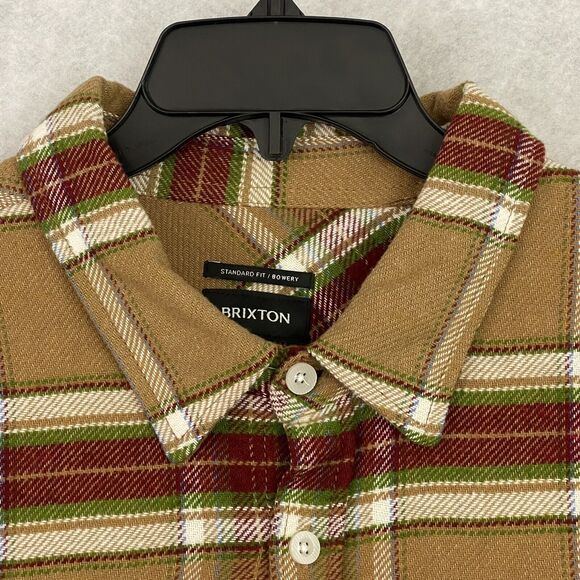 Brixton Bowery Flannel Over Shirt Mens M Brown Plaid Vegan Wool NEW - Picture 10 of 15